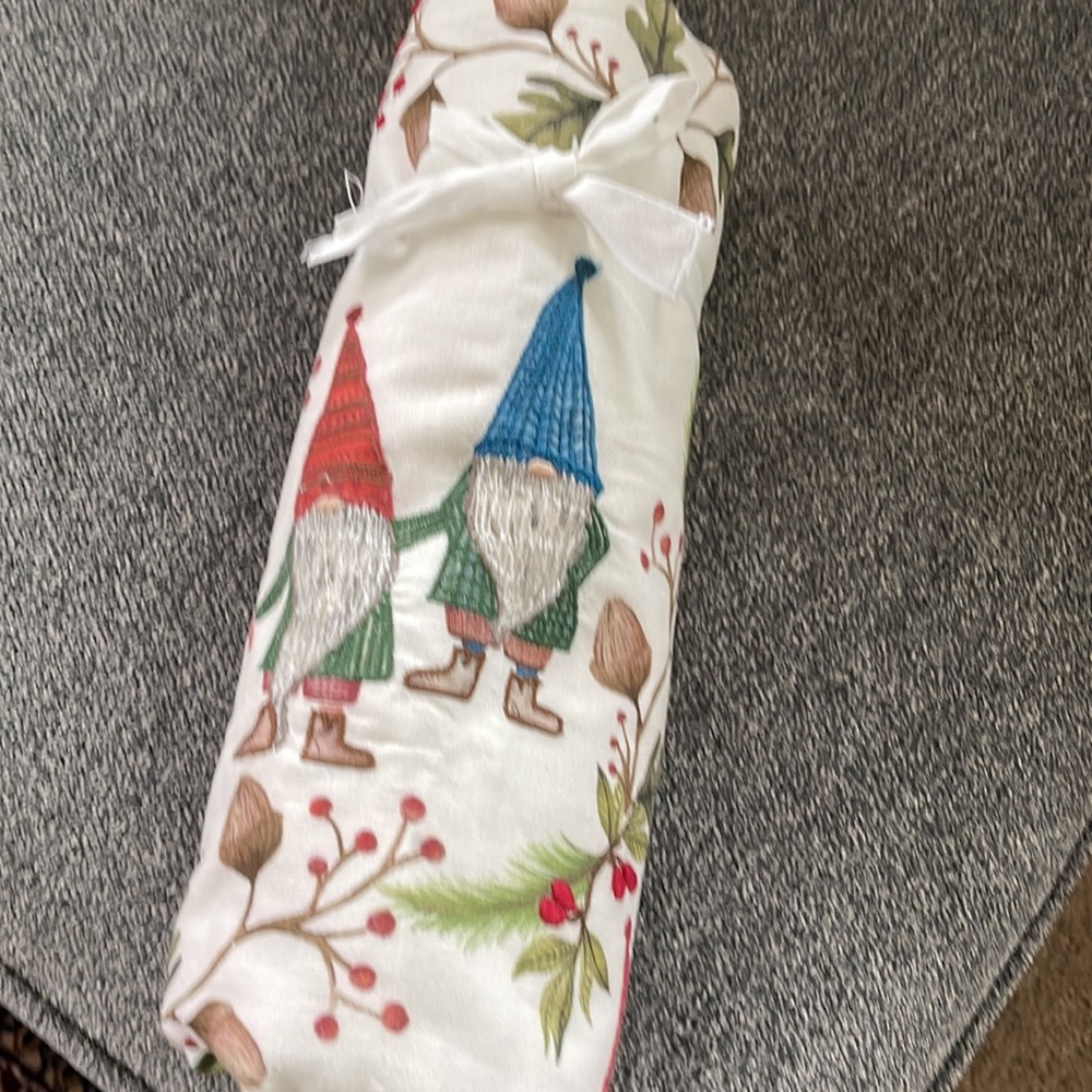 Forest Gnome Embroidered Cotton/Linen Table Throw - Picture 4 of 5